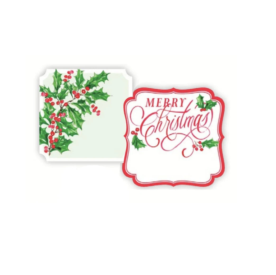 Merry Christmas with Holly and Berries Sticker Sheet Gift Tags & Labels Rosanne Beck 