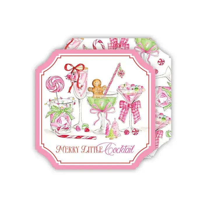Merry Little Cocktail Pink Christmas Candy Cocktails Coasters Rosanne Beck 