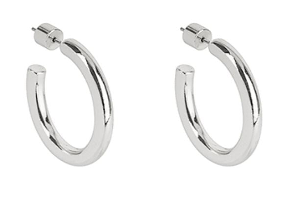 Metal Hoop Earrings 30mm - Silver Womens Earrings Golden Stella 