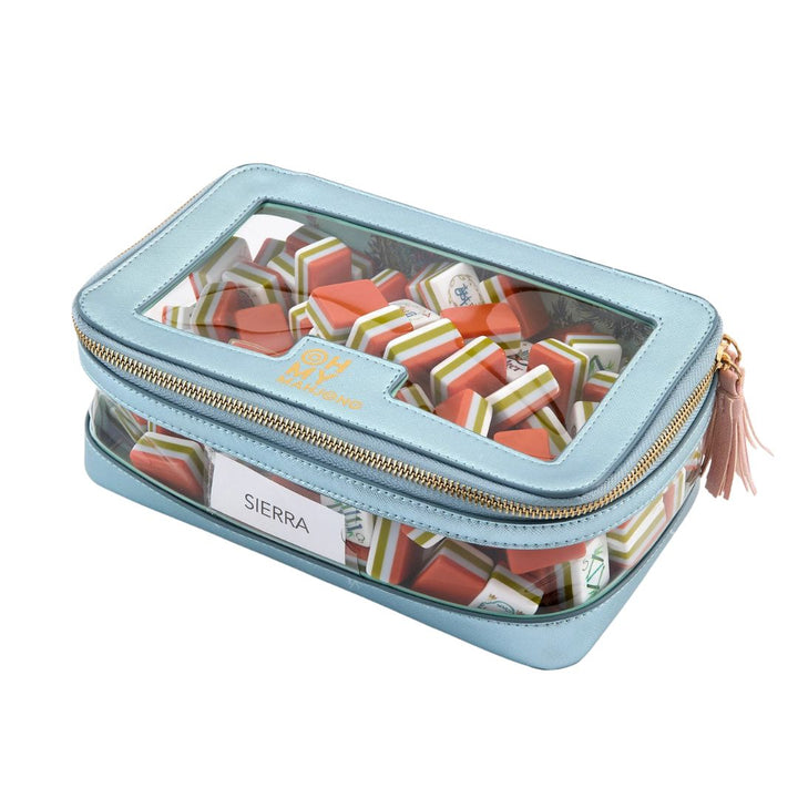 Metallic Light Blue Tile Storage Bag Game Oh My Mahjong 