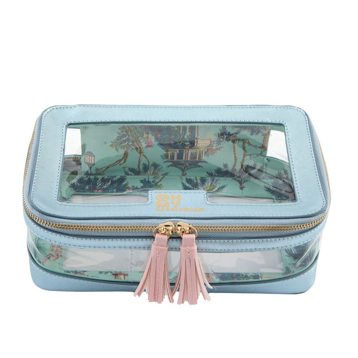 Metallic Light Blue Tile Storage Bag Game Oh My Mahjong 