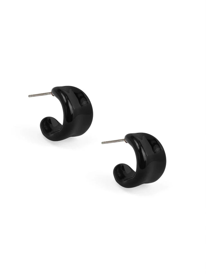 Mini Curl Huggie Earrings Womens Earrings Zenzii Jewelry Black 