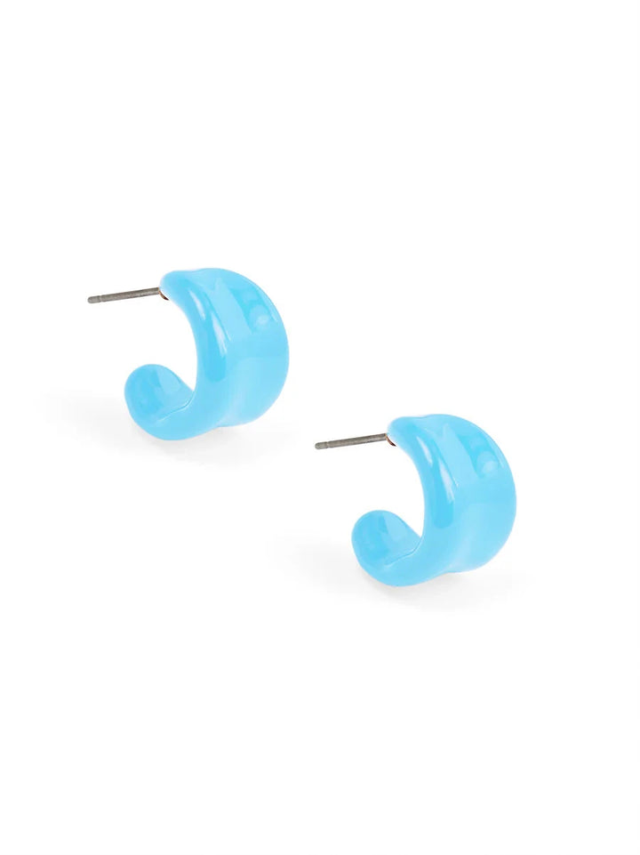 Mini Curl Huggie Earrings Womens Earrings Zenzii Jewelry Blue 