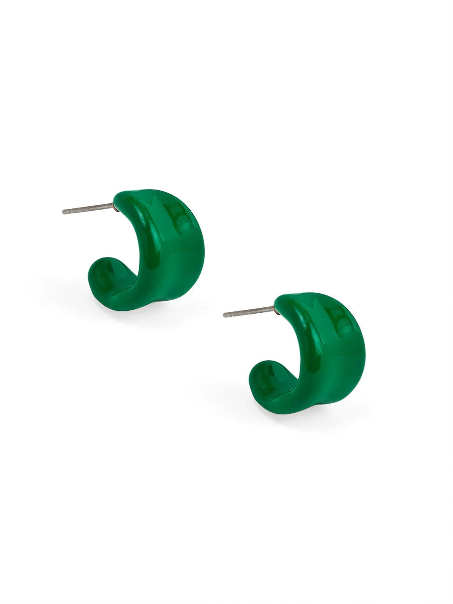 Mini Curl Huggie Earrings Womens Earrings Zenzii Jewelry Emerald 