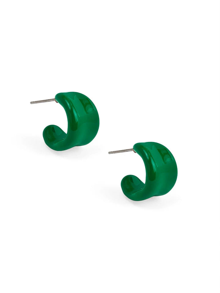 Mini Curl Huggie Earrings Womens Earrings Zenzii Jewelry Emerald 