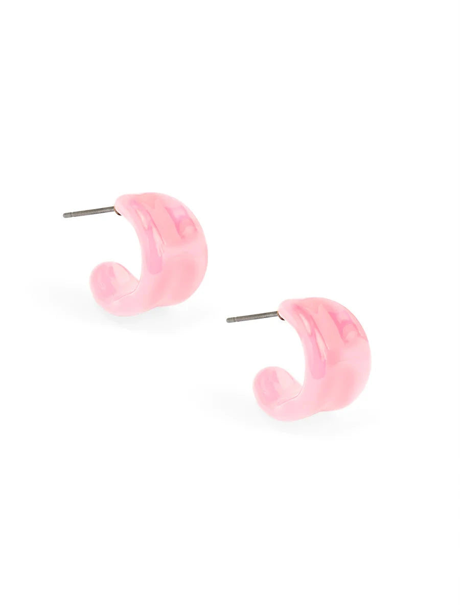 Mini Curl Huggie Earrings Womens Earrings Zenzii Jewelry Pink 