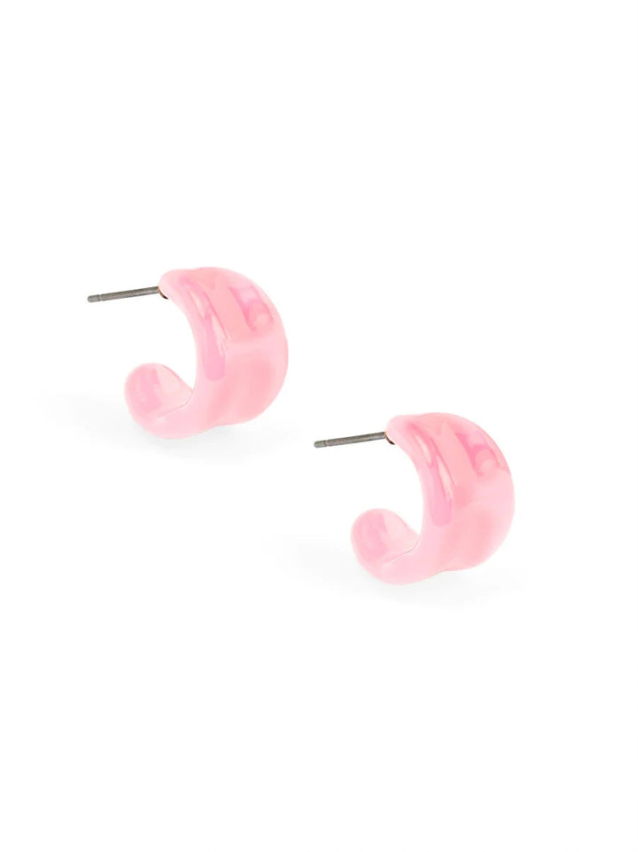 Mini Curl Huggie Earrings Womens Earrings Zenzii Jewelry Pink 