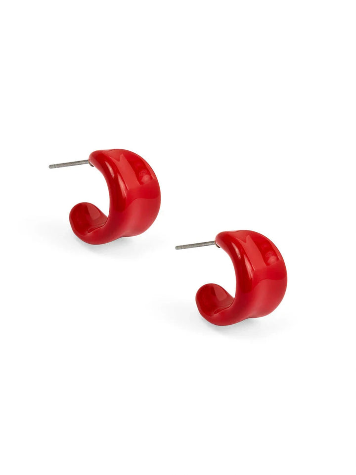 Mini Curl Huggie Earrings Womens Earrings Zenzii Jewelry Red 