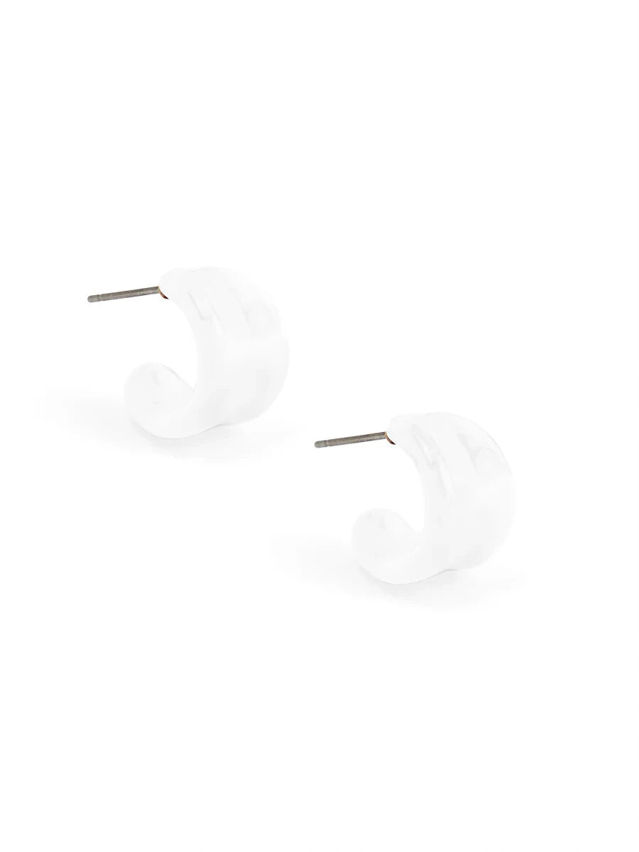 Mini Curl Huggie Earrings Womens Earrings Zenzii Jewelry White 