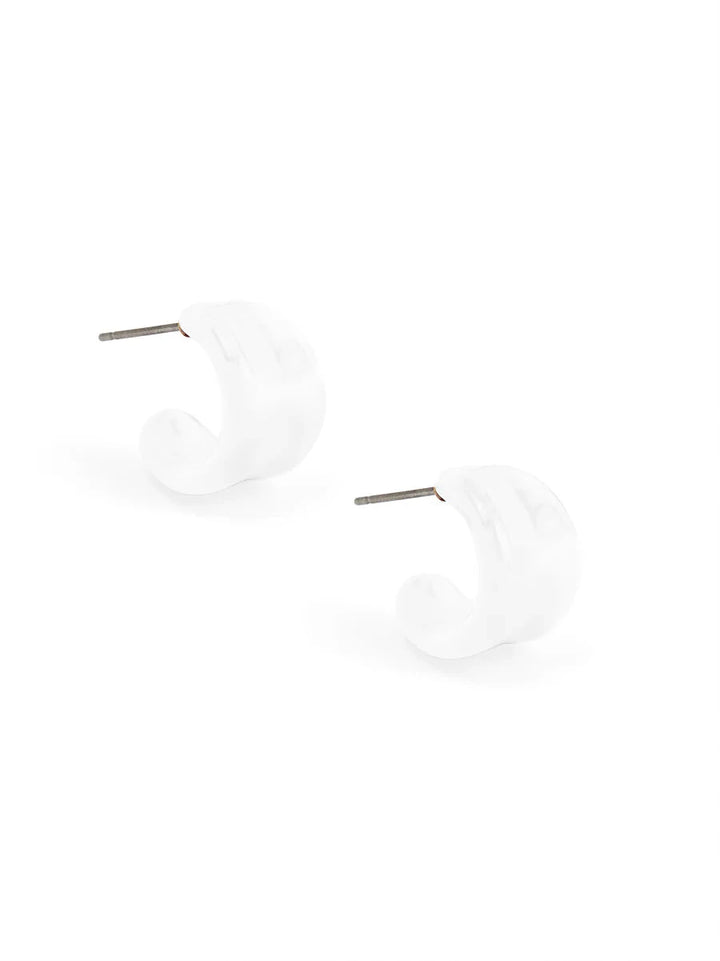 Mini Curl Huggie Earrings Womens Earrings Zenzii Jewelry White 