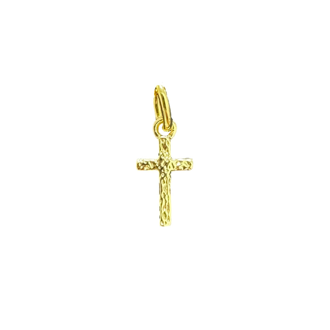 Mini Hammered Cross Charm Necklace Charm Shiver and Duke 