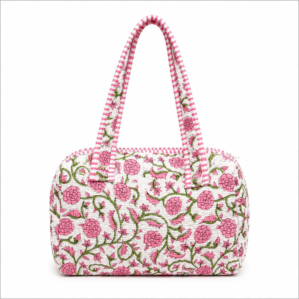 Mini Handled Toiletry Bag Cosmetic/Accessories Bags Queens Designs Petite Pink Vines 