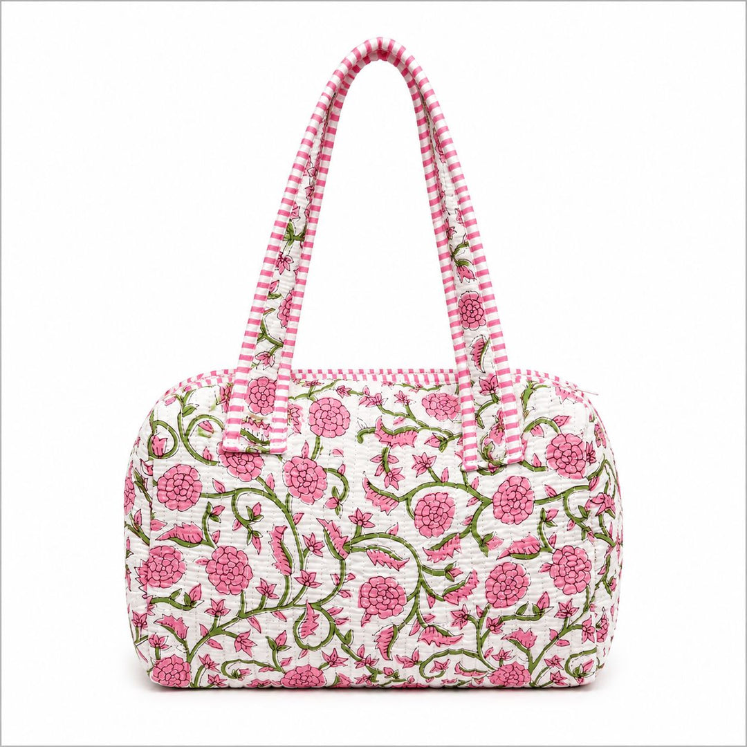 Mini Handled Toiletry Bag Cosmetic/Accessories Bags Queens Designs Petite Pink Vines 
