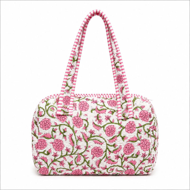 Mini Handled Toiletry Bag Cosmetic/Accessories Bags Queens Designs Petite Pink Vines 