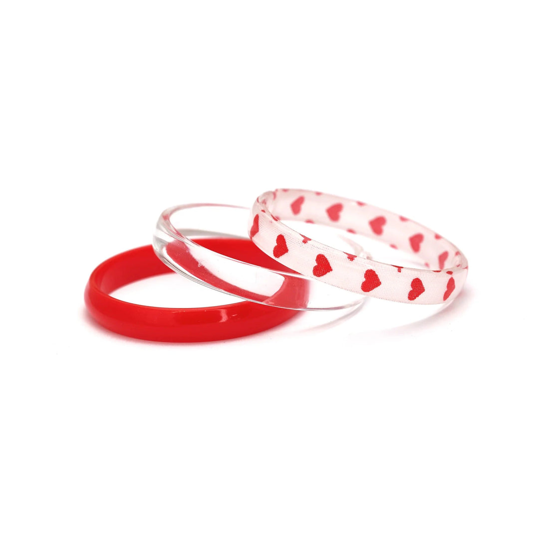 Mini Hearts Print Bangle Set Girl Bracelet Lilies and Roses 
