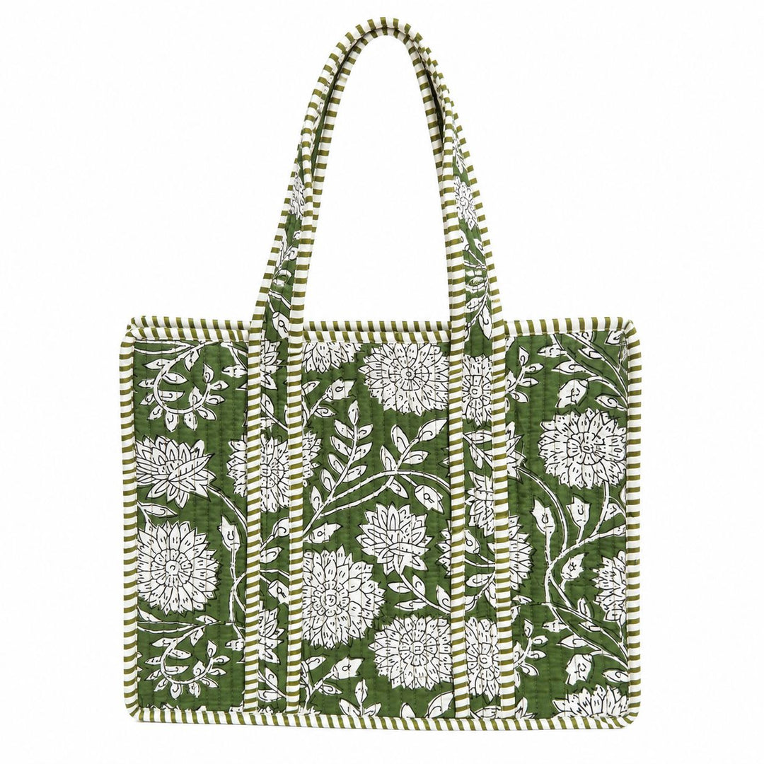 Mini Quilted Tote Bag - Coastal Garden Floral Tote Queens Designs 
