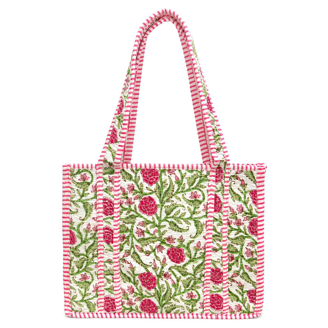 Mini Quilted Tote Bag - Gardenia Vine Tote Queens Designs 