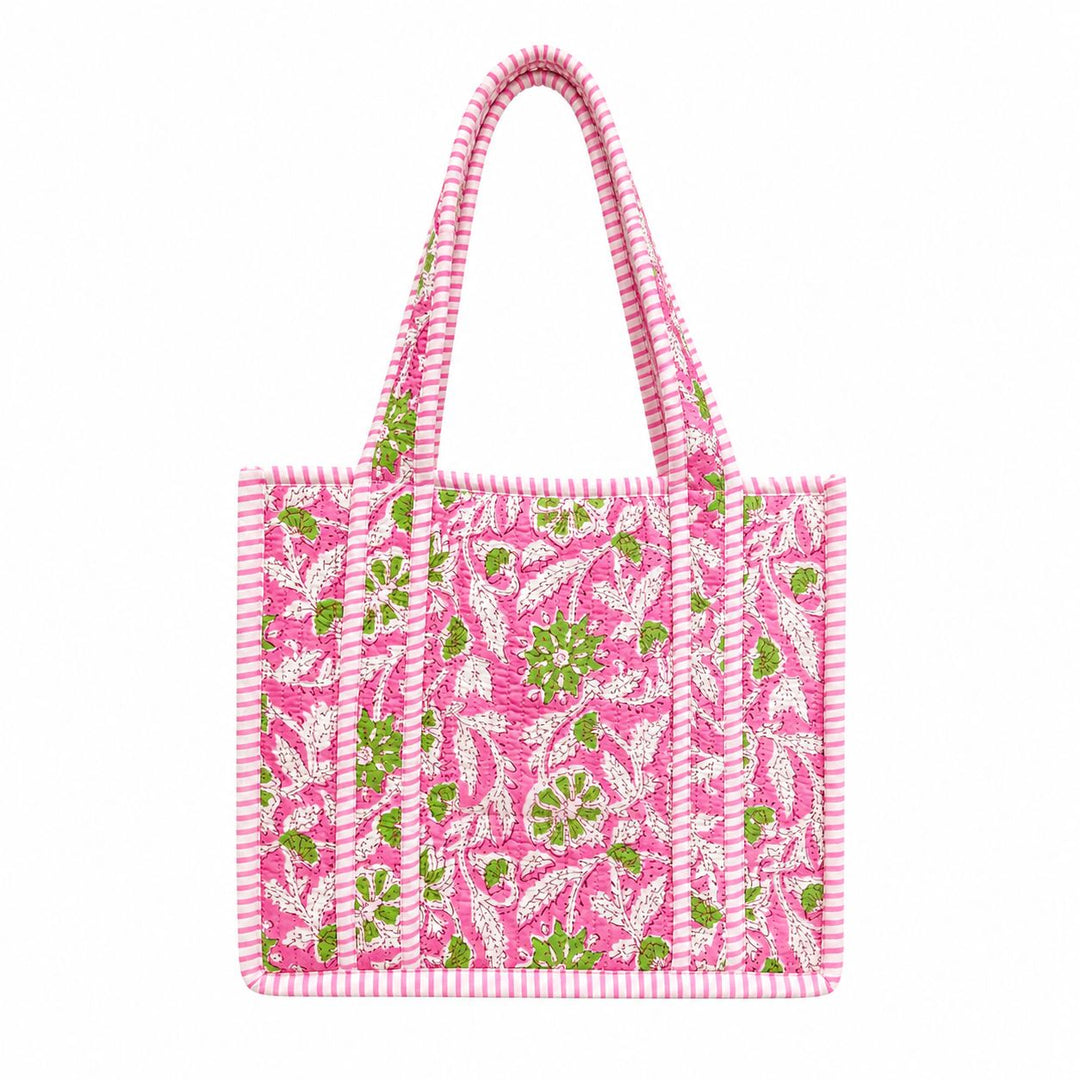 Mini Quilted Tote Bag - Pink Palmetto Tote Queens Designs 