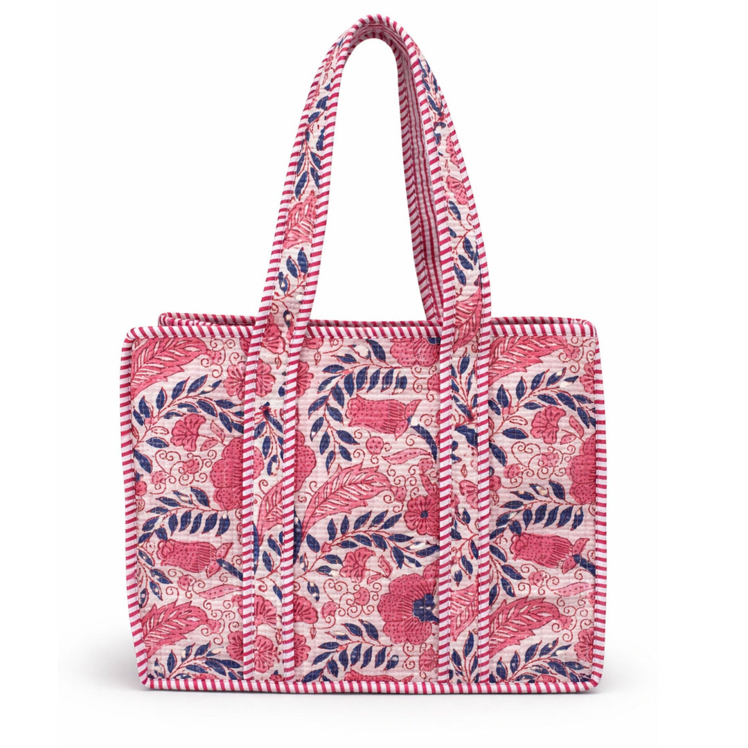 Mini Quilted Tote Bag- Rosebud Tote Queens Designs 