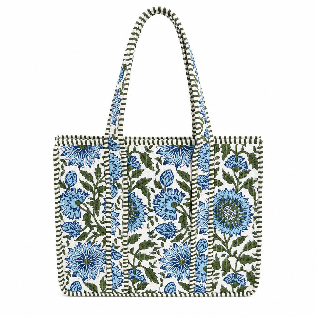 Mini Quilted Tote Bag - Seaside Wildflower Tote Queens Designs 