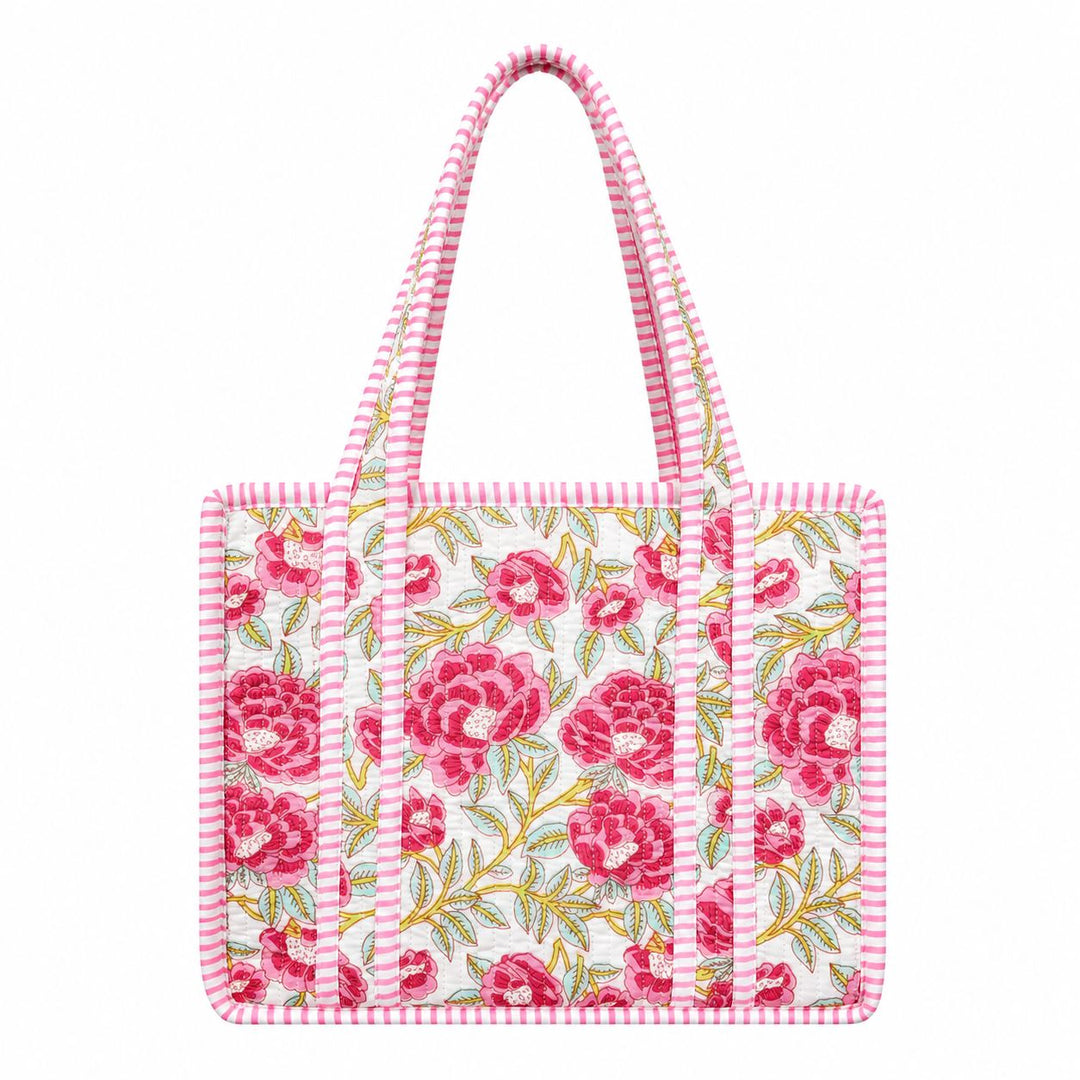 Mini Quilted Tote Bag - Sweet Caroline Floral Tote Queens Designs 