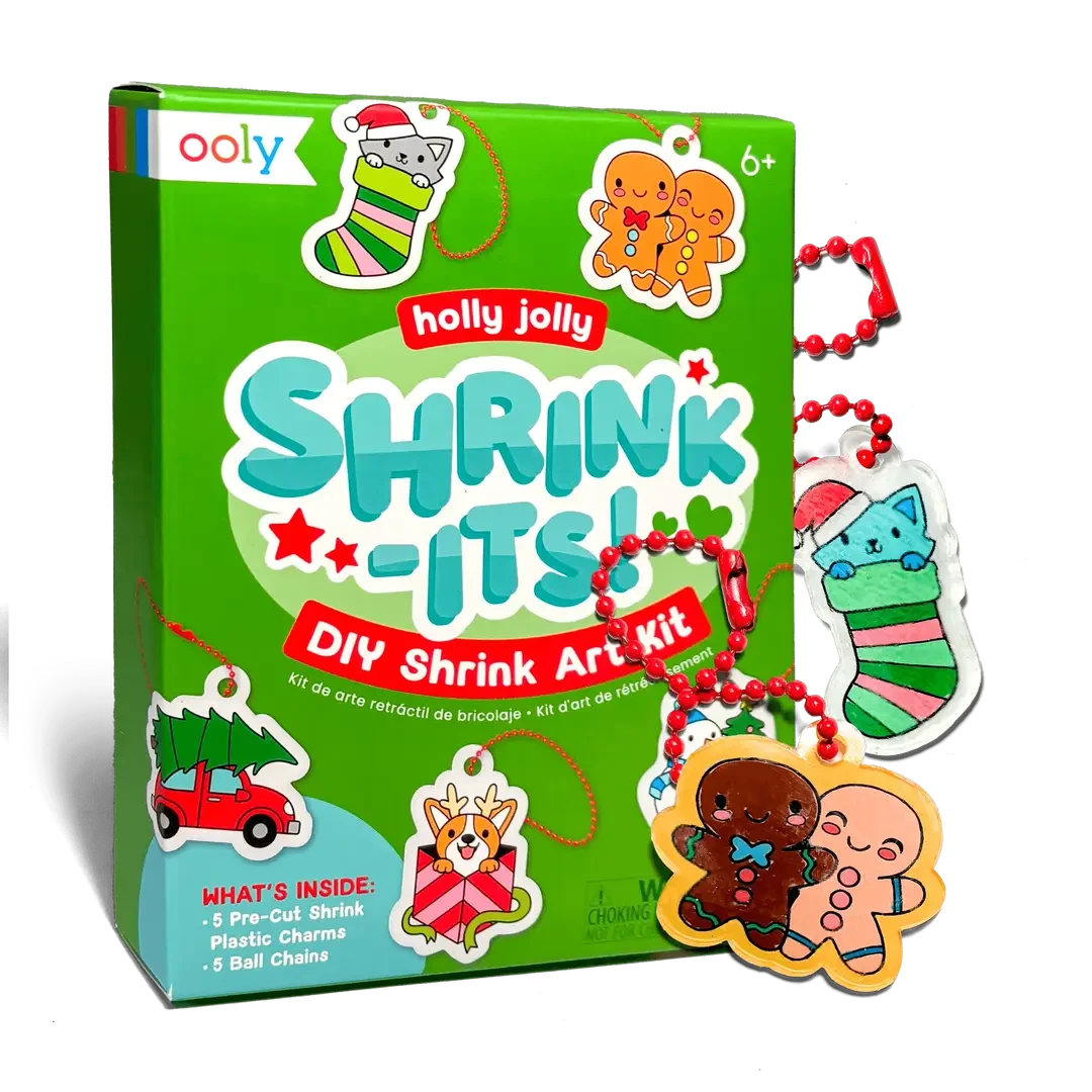 Mini Shrink-Its! Diy Shrink Art Kit - Holly Jolly Coloring Supplies Ooly 