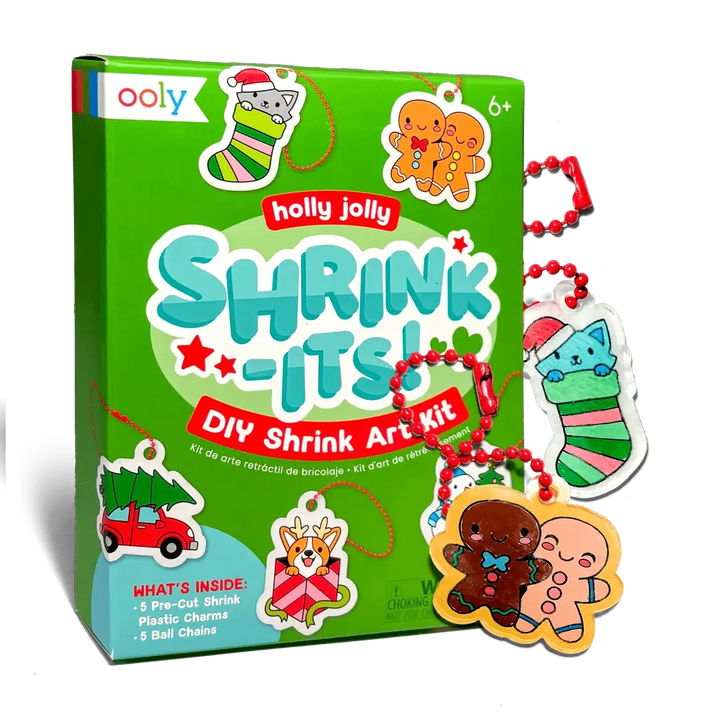 Mini Shrink-Its! Diy Shrink Art Kit - Holly Jolly Coloring Supplies Ooly 
