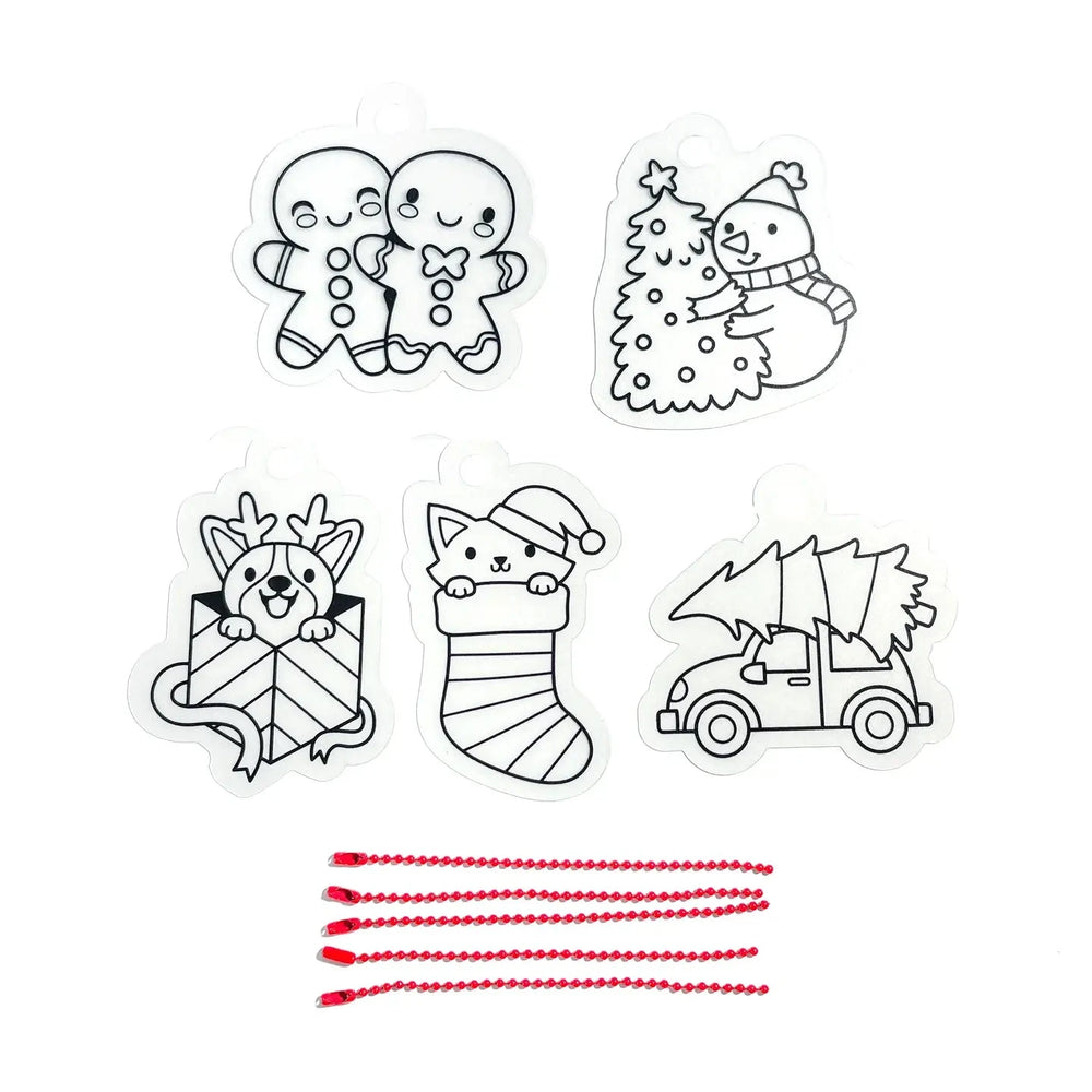 Mini Shrink-Its! Diy Shrink Art Kit - Holly Jolly Coloring Supplies Ooly 
