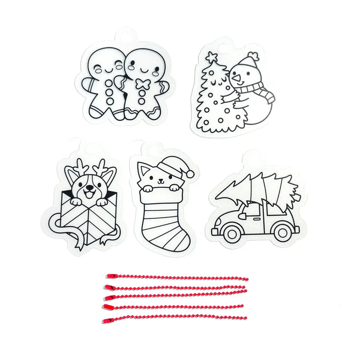 Mini Shrink-Its! Diy Shrink Art Kit - Holly Jolly Coloring Supplies Ooly 