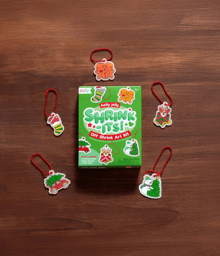 Mini Shrink-Its! Diy Shrink Art Kit - Holly Jolly Coloring Supplies Ooly 