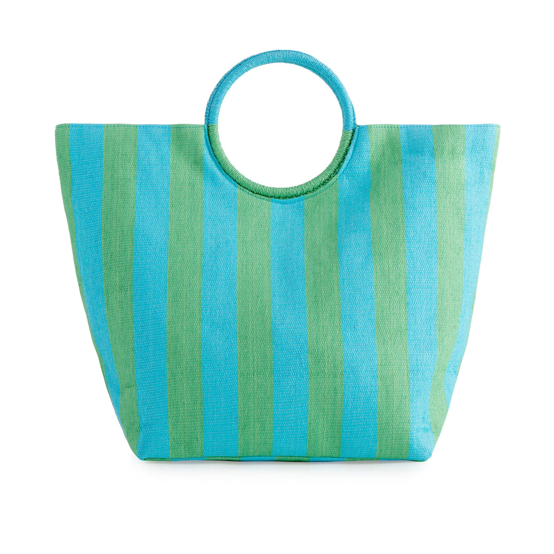 Mirage Tote - Aqua and Green Stripe Tote Shiraleah 