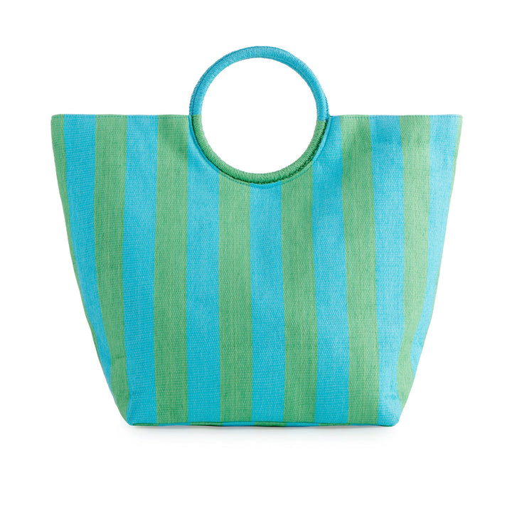 Mirage Tote - Aqua and Green Stripe Tote Shiraleah 