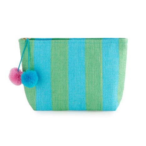 Mirage Zip Pouch - Aqua and Green Stripe Cosmetic/Accessories Bags Shiraleah 
