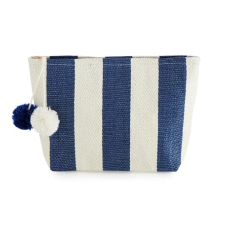 Mirage Zip Pouch - Navy and Cream Stripe Cosmetic/Accessories Bags Shiraleah 