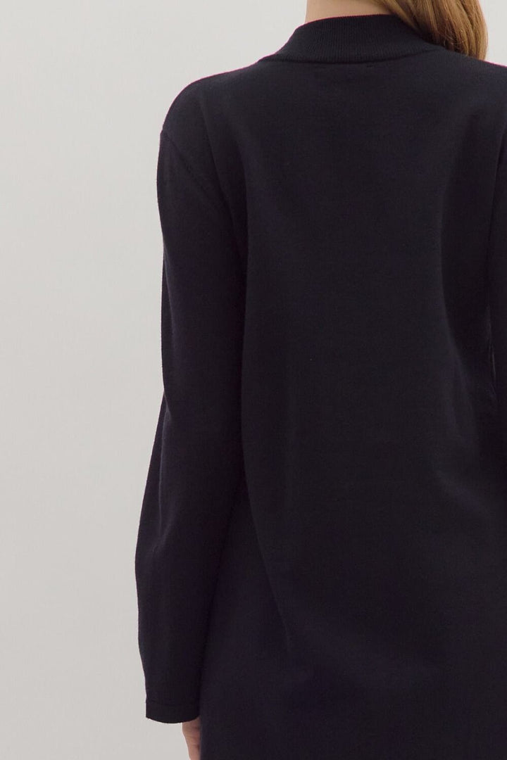 Mock Neck Long Sleeve Dress - Black Womens Dress Entro 