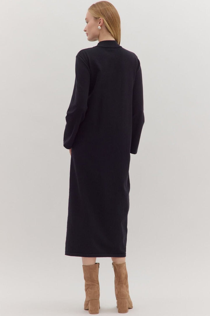 Mock Neck Long Sleeve Dress - Black Womens Dress Entro 