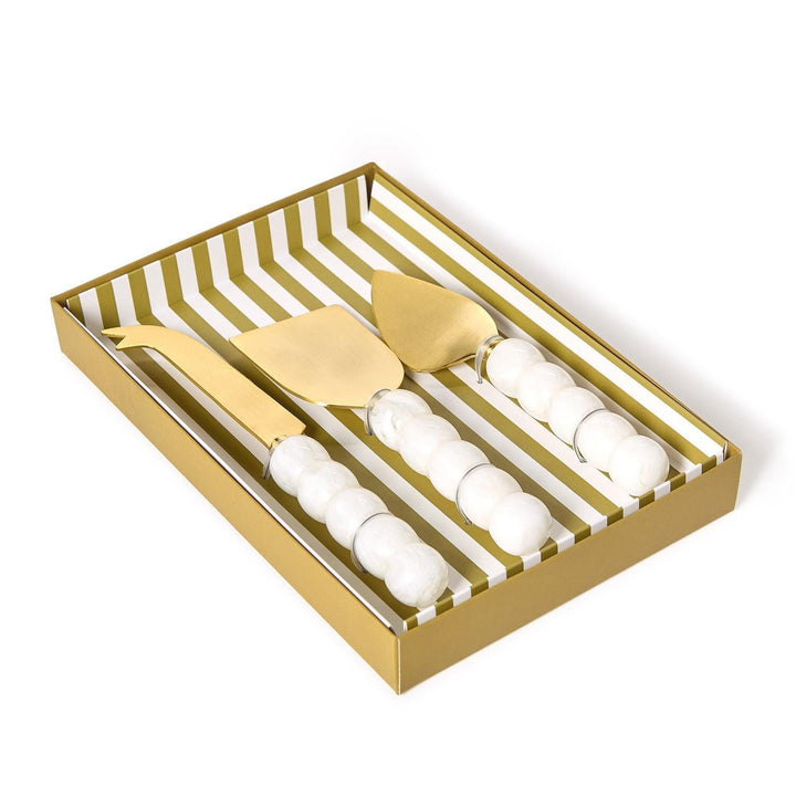 Modern Pop White Beaded Cheese Knives - Set of 3 Knives Two's Company 