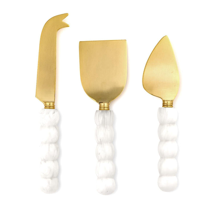 Modern Pop White Beaded Cheese Knives - Set of 3 Knives Two's Company 