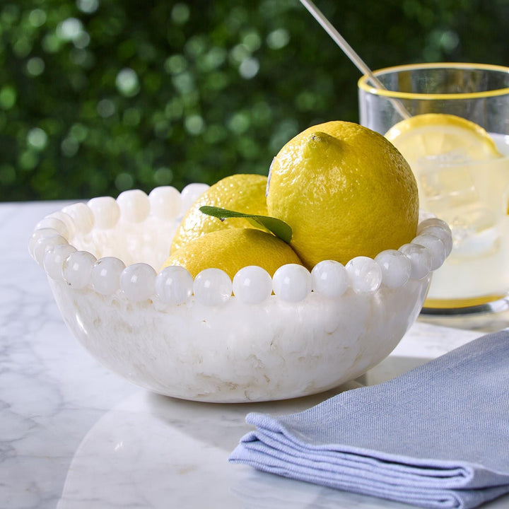 Modern Pop White Beaded Rim Bowl Bowl Two's Company 