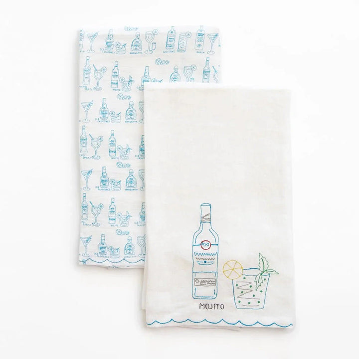 Mojito Tea Towels - Set of 2 Tea Towels Pomegranate 