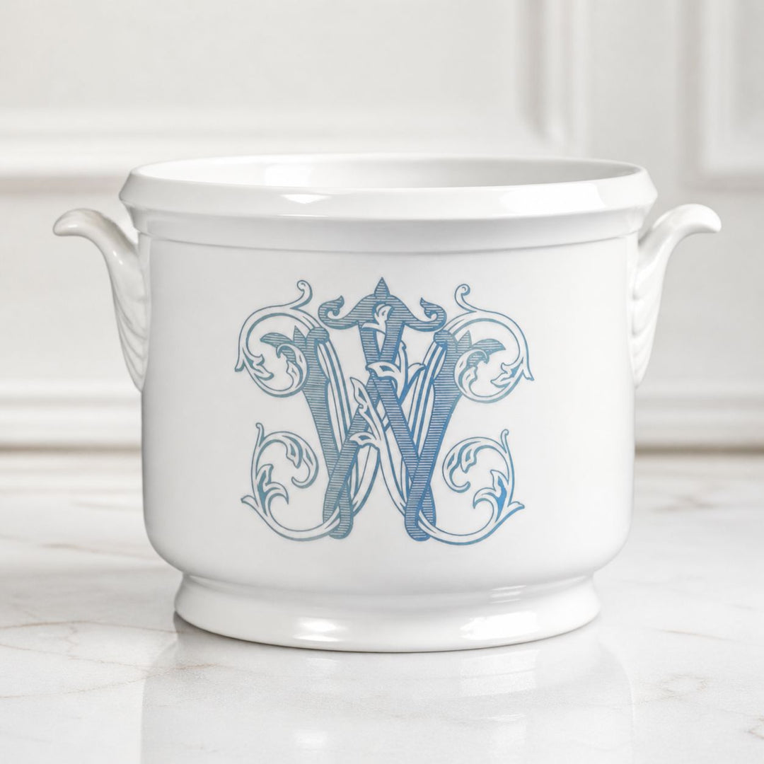 Monogram Pot with Scroll Handles Decor The French Bee 