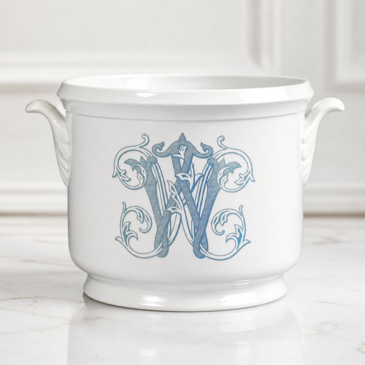 Monogram Pot with Scroll Handles Decor The French Bee 
