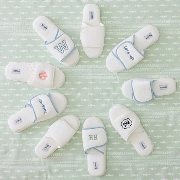 Monogrammable Slippers - White Trim Slippers Weezie 