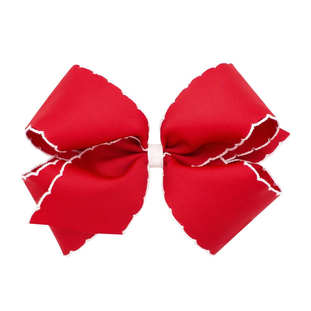 Moonstitch Bow - King Hair Bow WeeOnes Red with White 