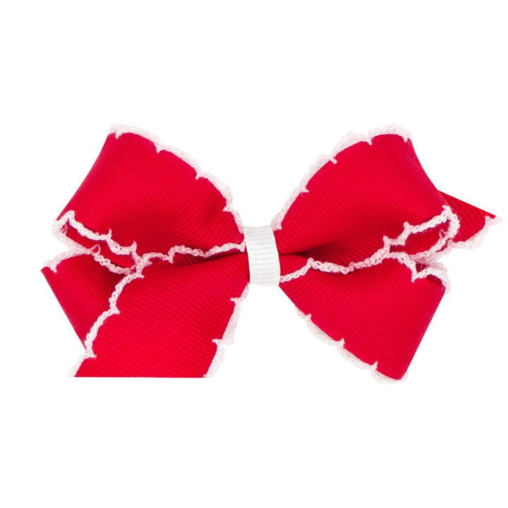Moonstitch Bow - Mini Hair Bow WeeOnes Red with White 