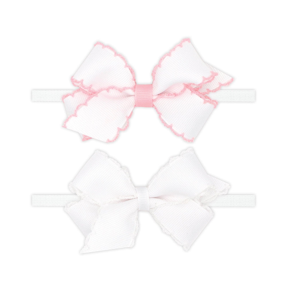 Moonstitch Grosgrain Bows on Nylon Band - Two Mini Girl Headband WeeOnes 