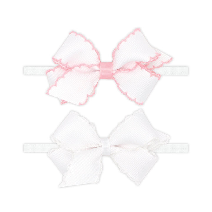 Moonstitch Grosgrain Bows on Nylon Band - Two Mini Girl Headband WeeOnes 