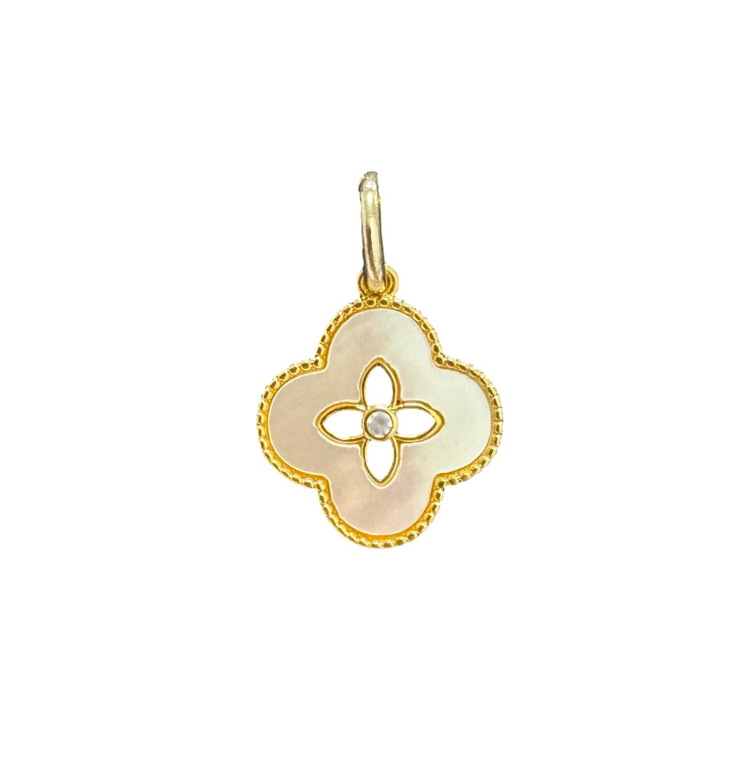 MOP Quatrefoil Clover Necklace Charm Shiver and Duke 