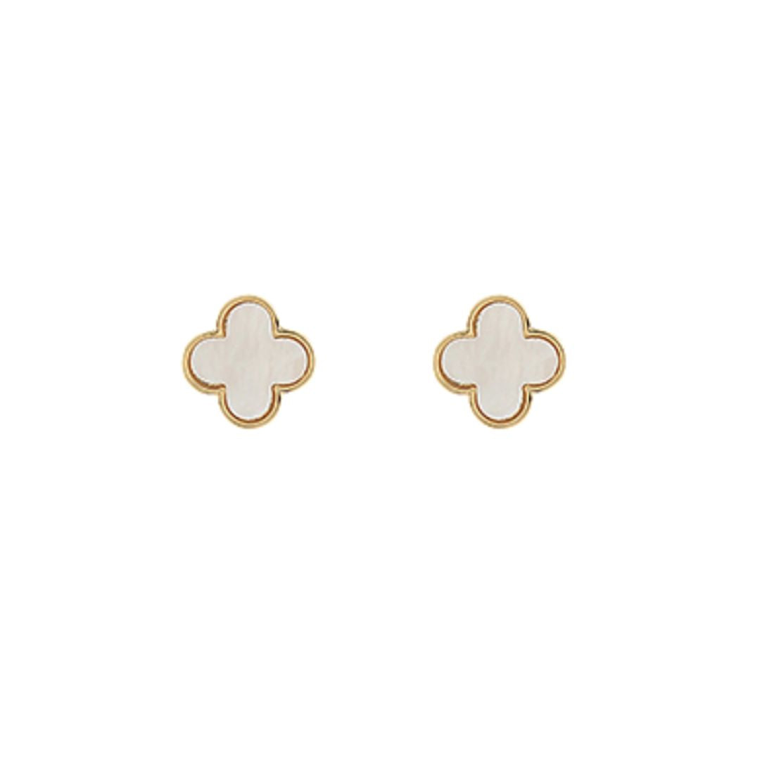 Mother of Pearl Clover Studs Womens Earrings Golden Stella 