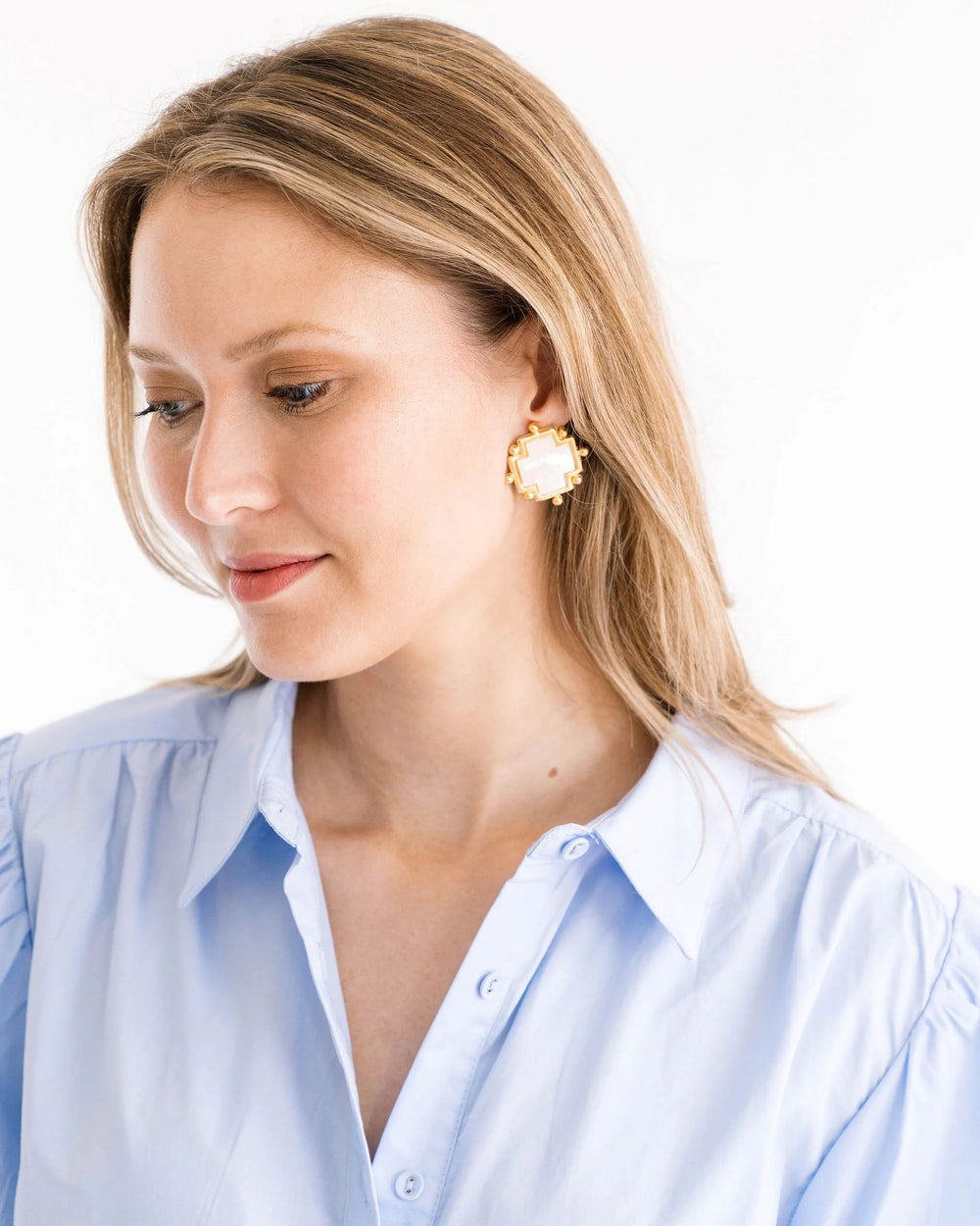 Mother of Pearl Cross Stud Earrings Womens Earrings Susan Shaw 